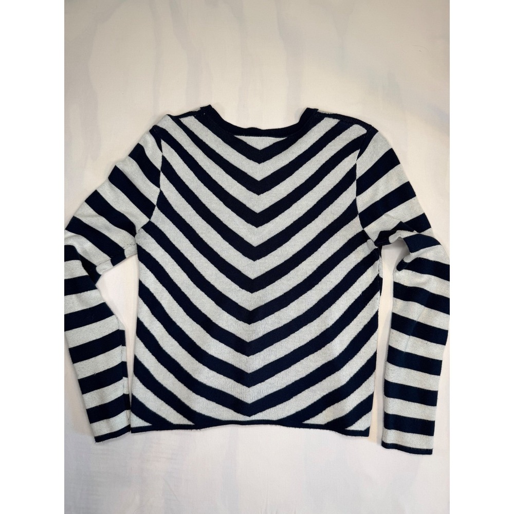 Desigual Navy Blue White Striped Heart Cutout Long Sleeve Sweater Large - Picture 8 of 10